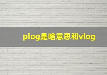 plog是啥意思和vlog