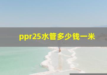 ppr25水管多少钱一米