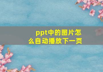 ppt中的图片怎么自动播放下一页