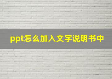 ppt怎么加入文字说明书中