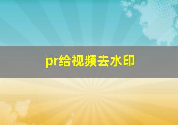 pr给视频去水印