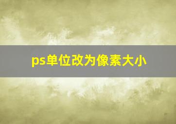 ps单位改为像素大小