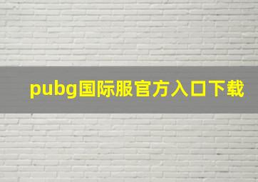 pubg国际服官方入口下载