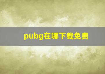 pubg在哪下载免费