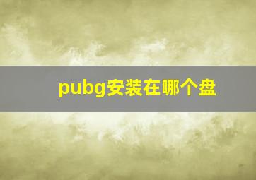 pubg安装在哪个盘