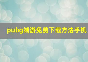 pubg端游免费下载方法手机