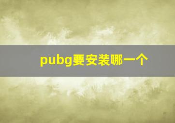 pubg要安装哪一个