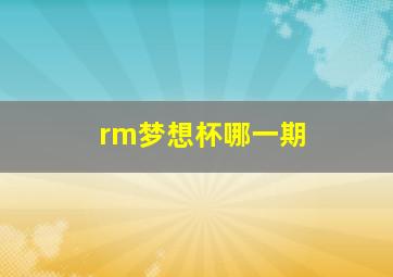 rm梦想杯哪一期