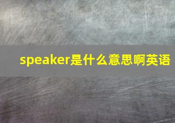 speaker是什么意思啊英语