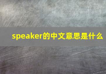 speaker的中文意思是什么