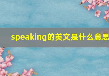 speaking的英文是什么意思