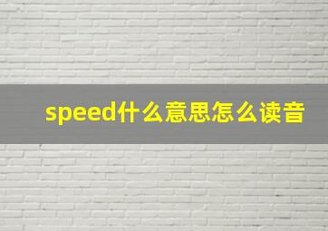 speed什么意思怎么读音