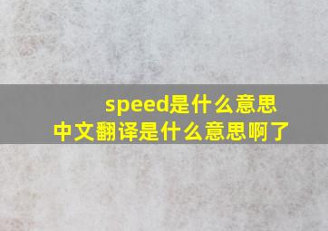 speed是什么意思中文翻译是什么意思啊了