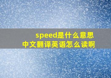 speed是什么意思中文翻译英语怎么读啊