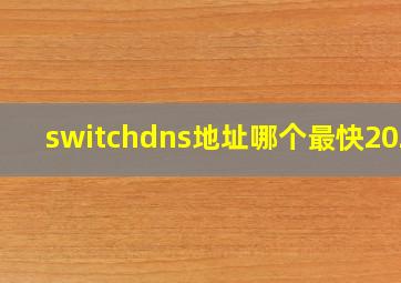 switchdns地址哪个最快2024