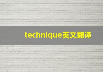 technique英文翻译