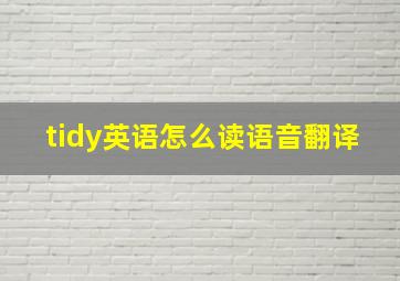 tidy英语怎么读语音翻译