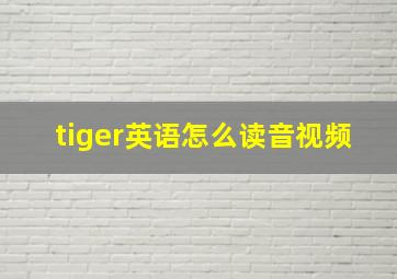 tiger英语怎么读音视频