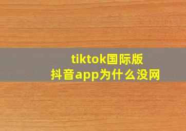 tiktok国际版抖音app为什么没网