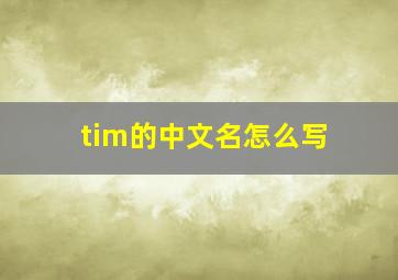 tim的中文名怎么写