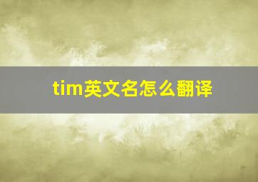 tim英文名怎么翻译