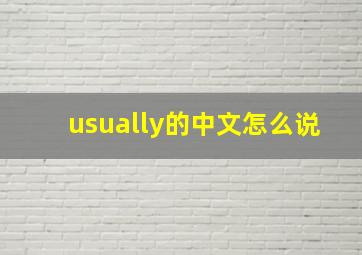 usually的中文怎么说