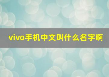 vivo手机中文叫什么名字啊