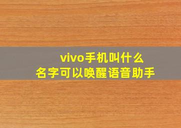 vivo手机叫什么名字可以唤醒语音助手