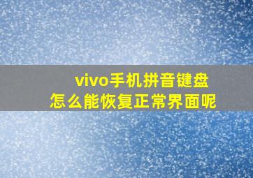 vivo手机拼音键盘怎么能恢复正常界面呢