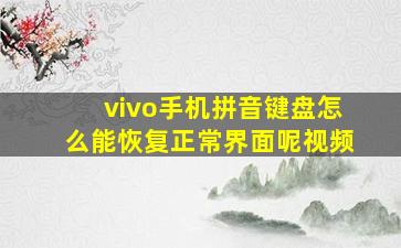 vivo手机拼音键盘怎么能恢复正常界面呢视频