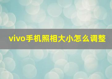 vivo手机照相大小怎么调整