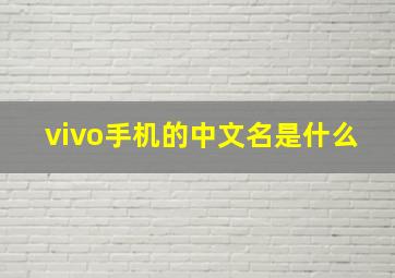 vivo手机的中文名是什么