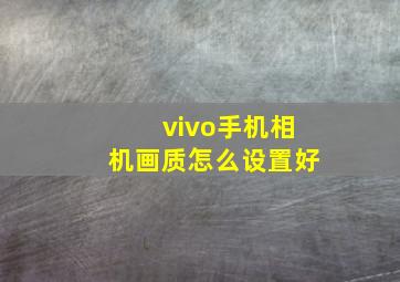 vivo手机相机画质怎么设置好