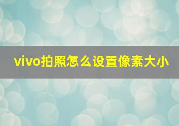 vivo拍照怎么设置像素大小