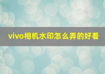 vivo相机水印怎么弄的好看