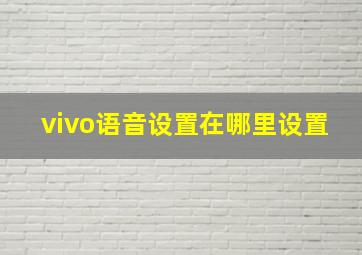 vivo语音设置在哪里设置