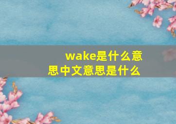 wake是什么意思中文意思是什么