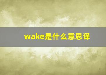 wake是什么意思译