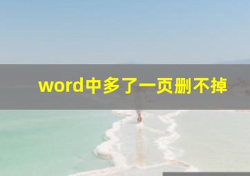 word中多了一页删不掉