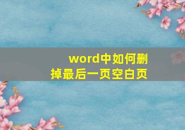 word中如何删掉最后一页空白页