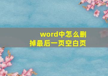 word中怎么删掉最后一页空白页