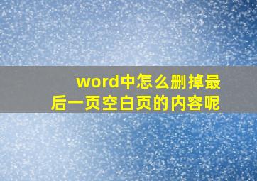 word中怎么删掉最后一页空白页的内容呢