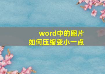 word中的图片如何压缩变小一点