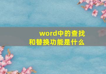 word中的查找和替换功能是什么