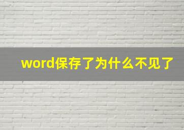 word保存了为什么不见了