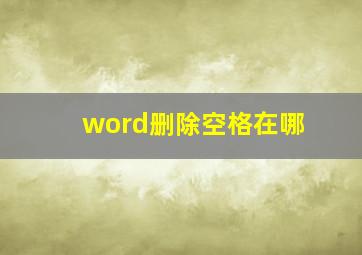 word删除空格在哪