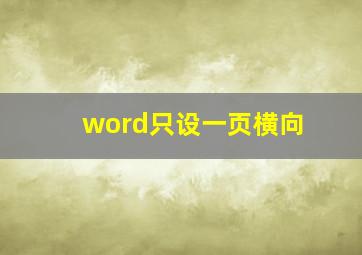 word只设一页横向