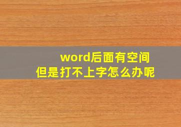 word后面有空间但是打不上字怎么办呢