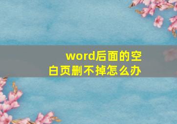 word后面的空白页删不掉怎么办