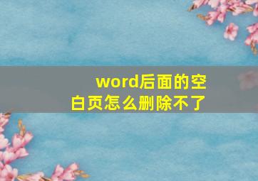 word后面的空白页怎么删除不了